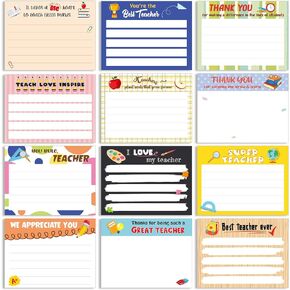 Eaasty 360 Sheets Thank You Teacher Sticky Notes 4" x 3" Self Sticky Memo Pad Inspirational Notepads Christmas Appreciation Gifts for Teacher Classroom Office Supplies, 12 Styles