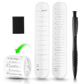 Bewudy 2 Pcs Silicone Memo Wristbands, Wearable Slap Bracelet Memo Notepad with Ruler Scale, Reusable Note Wristband with Eraser Pen, For Adult Student Teacher Nurse Daily Study Work