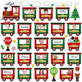 42 Pcs Christmas Train Affirmation Station Bulletin Board Decoration Train Motivational Growth Mindset Cutouts Inspirational Classroom DIY Craft Photo for School Office Party Supplies
