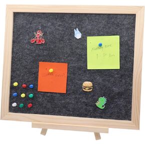 Desk Pin Board 13 x 11 inch Framed Felt Bulletin Board with Tabletop Stand Memo Message Notice Pin Board for Home Office, A Box of Push Pins Included (Black)
