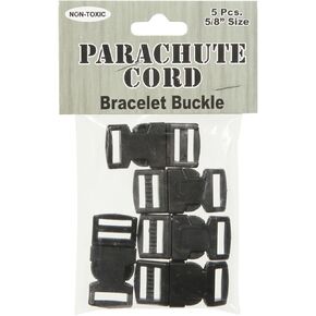 Pepperell Parachute Cord Bracelet Buckles, 15mm, Black, 5 Per Package