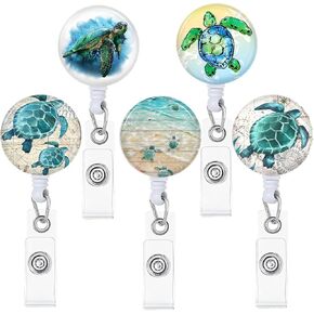 5pcs Cute Funny Cat Badge Reels Holder Retractable with ID Clip for Nurse Name Tag Card Cute Nursing Doctor Teacher Student Medical MD Work Office