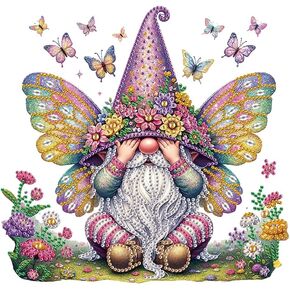 SJUTOUCI Diamond Painting Kits for Adults, 5D Butterfly Gnome Special Shape Diamond Art for Beginners, Crystal Rhinestones Dots Bead Craft for Home Wall Decoration Gift 12×12inch