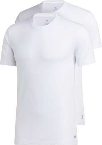 adidas Men's Stretch Cotton Crew Neck Undershirts (2-Pack), Black/Black, XX-Large in Saudi Arabia