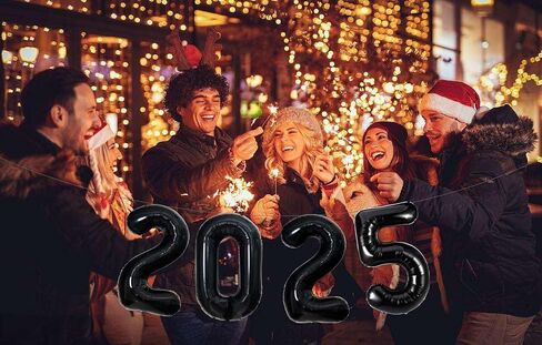 16 Inch Black Number 2025 Balloons, Big 2025 Number Balloons New Year Foil Black Balloons for 2025 Happy New Year Eve Celebration Decorations Party Supplies New Years 2025 Balloons Black in Saudi Arabia