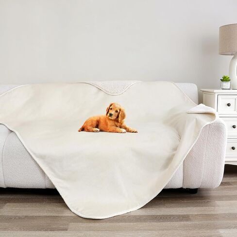Cat Blanket,Waterproof Dog Blankets for Large Dogs, Washable Pet Puppy Sherpa Throw Protector for Bed Couch Sofa Furniture Reversible(40"x50",L,Darkgrey) in Kuwait
