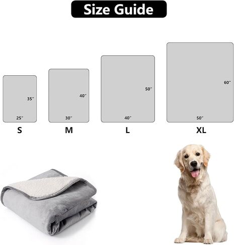 Cat Blanket,Waterproof Dog Blankets for Large Dogs, Washable Pet Puppy Sherpa Throw Protector for Bed Couch Sofa Furniture Reversible(40"x50",L,Darkgrey) in Kuwait