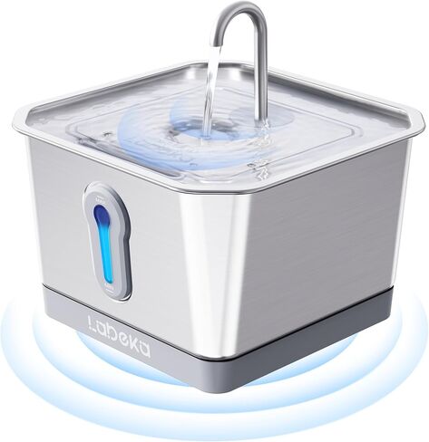 Cat Water Fountain Stainless Steel, 135oz/4.0L Battery Operated Pet Water Fountain, Automatic Cat Fountain with Dual Radar Sensing, Ultra Quiet Pump for Cats Dogs Multiple Pets in Saudi Arabia