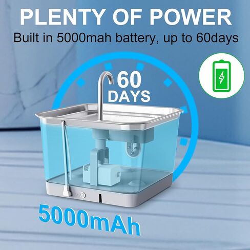 Cat Water Fountain Stainless Steel, 135oz/4.0L Battery Operated Pet Water Fountain, Automatic Cat Fountain with Dual Radar Sensing, Ultra Quiet Pump for Cats Dogs Multiple Pets in Saudi Arabia