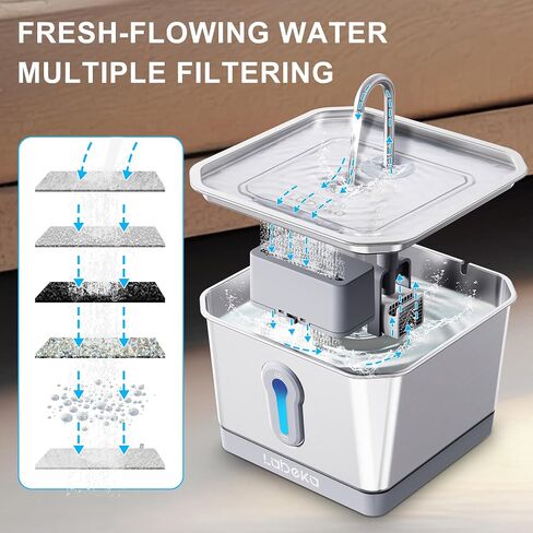 Cat Water Fountain Stainless Steel, 135oz/4.0L Battery Operated Pet Water Fountain, Automatic Cat Fountain with Dual Radar Sensing, Ultra Quiet Pump for Cats Dogs Multiple Pets in Saudi Arabia