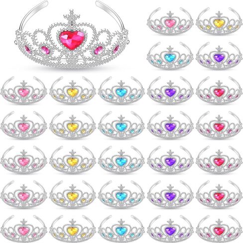 30 Pcs Princess Crown Set Tiaras for Girls Plastic Tiaras Bulk Dress up Costume Party Favors Accessories Kid Birthday in Kuwait