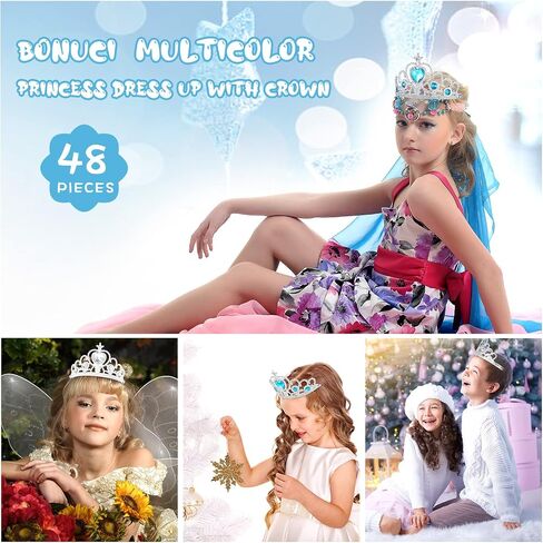 30 Pcs Princess Crown Set Tiaras for Girls Plastic Tiaras Bulk Dress up Costume Party Favors Accessories Kid Birthday in Kuwait
