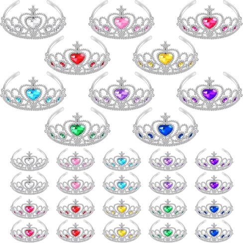 30 Pcs Princess Crown Set Tiaras for Girls Plastic Tiaras Bulk Dress up Costume Party Favors Accessories Kid Birthday in Kuwait