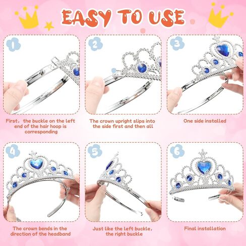 30 Pcs Princess Crown Set Tiaras for Girls Plastic Tiaras Bulk Dress up Costume Party Favors Accessories Kid Birthday in Kuwait
