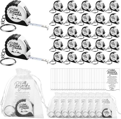 Loetere 50 Sets Wedding Favors for Guests Tape Measure Keychains with Cards Gift Bags for Bridal Shower Wedding Party Souvenirs in Saudi Arabia