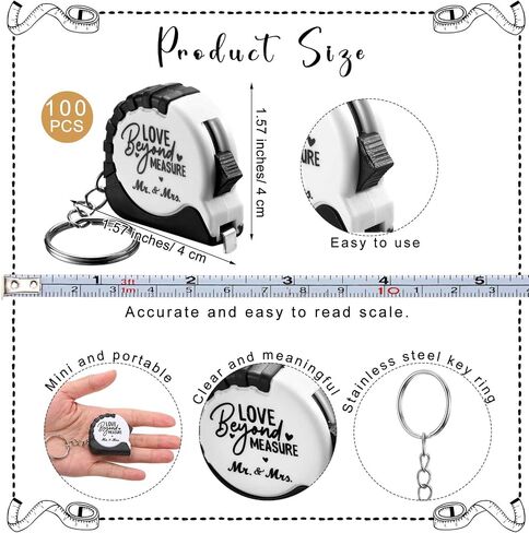 Loetere 50 Sets Wedding Favors for Guests Tape Measure Keychains with Cards Gift Bags for Bridal Shower Wedding Party Souvenirs in Saudi Arabia