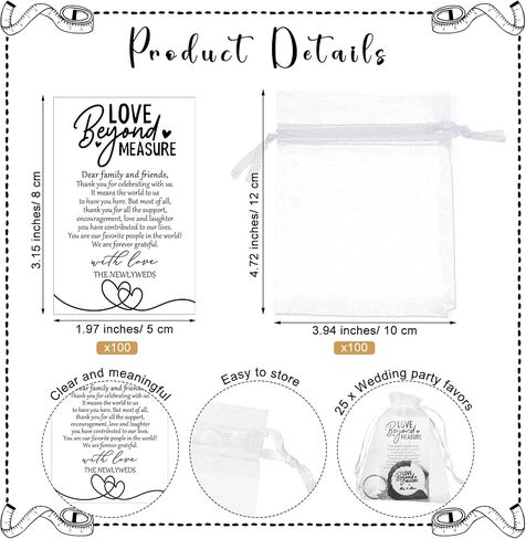 Loetere 50 Sets Wedding Favors for Guests Tape Measure Keychains with Cards Gift Bags for Bridal Shower Wedding Party Souvenirs in Saudi Arabia