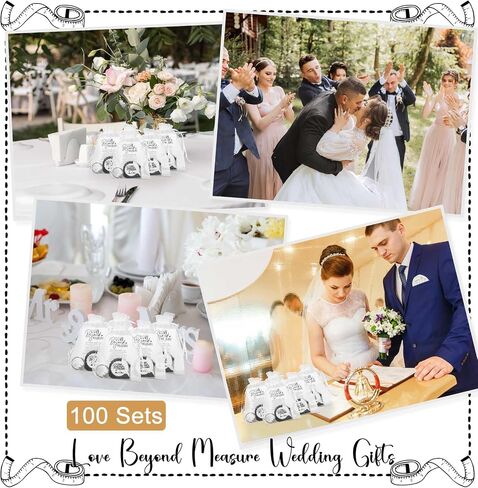 Loetere 50 Sets Wedding Favors for Guests Tape Measure Keychains with Cards Gift Bags for Bridal Shower Wedding Party Souvenirs in Saudi Arabia