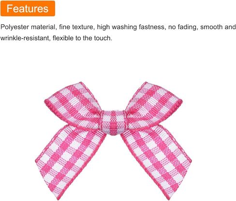 MECCANIXITY 50Pcs Mini Gingham Ribbon Bow Checkered Fabric Satin Ribbon Flower Bows for Craft DIY Sewing Wedding Birthday Party Deep Pink and White in Saudi Arabia