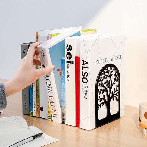 نهايات الكتب، نهايات الكتب المعدنية للأرفف، نهايات الكتب الشجرية الحديثة المزخرفة، نهايات الكتب غير القابلة للانزلاق للكتب الثقيلة، حاملات الكتب الثقيلة، سدادات الكتب لديكور المنزل والمكتب، 6.9 بوصة × 4.7 بوصة × 3.5 بوصة (5 أزواج/10 قطع) in Kuwait