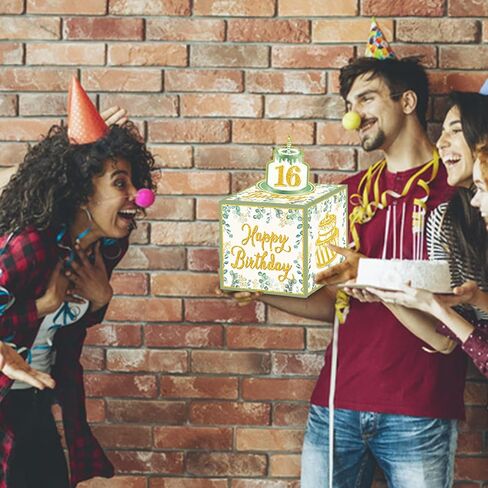 صندوق نقود لتزيين حفلات أعياد الميلاد باللون الأخضر المريمية - صندوق نقود عيد ميلاد سعيد لسحب الهدايا النقدية التي يمكن أن تتكون من أي بطاقة أرقام و30 قطعة من الحقائب الشفافة للأطفال والنساء والرجال والفتيات والأولاد in Saudi Arabia