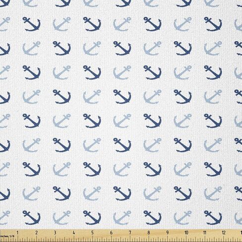 Ambesonne Anchor Fabric by The Yard, Simple Classical Maritime Ocean Aquatic Theme Pattern Sailing Hobby, Stretch Knit Fabric for Clothing Sewing and Arts Crafts, 1 Yard, Navy Blue in Saudi Arabia