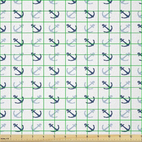 Ambesonne Anchor Fabric by The Yard, Simple Classical Maritime Ocean Aquatic Theme Pattern Sailing Hobby, Stretch Knit Fabric for Clothing Sewing and Arts Crafts, 1 Yard, Navy Blue in Saudi Arabia
