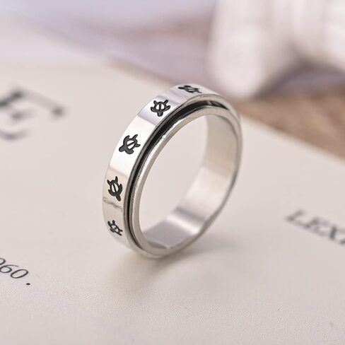 COLORFUL BLING Cute Turtle Spinner Ring Anxiety Relief Rings Stainless Steel Band Moon Star Anxiety Fidget Ring Anti Anxiety Stress Ring for Women Men Gifts in Saudi Arabia