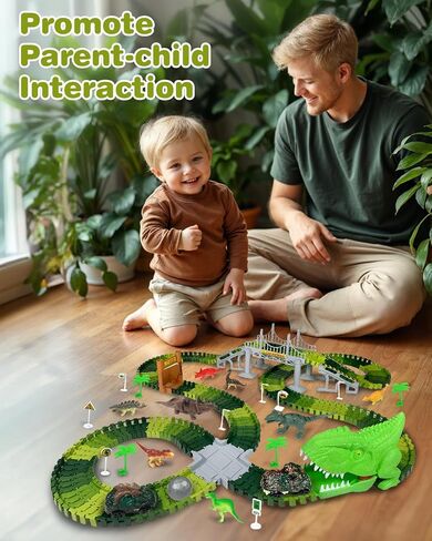 288 PCS Dinosaur Race Car Track Toys, Flexible Dinosaur Track Toy Set, Birthday Dinosaur Toys Gifts for 3 4 5 6 7 Years Old Boys Girls, 3 Year Old boy Birthday Gift in Saudi Arabia