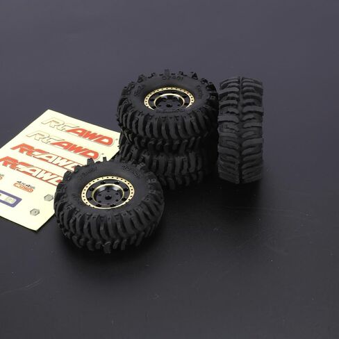 RCAWD 1.0 Glue Free Brass Weighted Wheels Tires for FMS FCX24 & SCX24 Upgrades, 53g*4pcs, 52 * 22mm, Hex 7mm Parts for Bronco C10 Deadbolt Wrangler JLU CRC JT Gladiator in Saudi Arabia