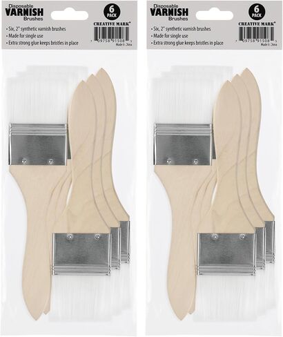 Creative Mark Disposable Varnish Brush 12 Pack - Single-Use Disposable Brushes for Varnish, Most Paints, Gesso, & More in Saudi Arabia