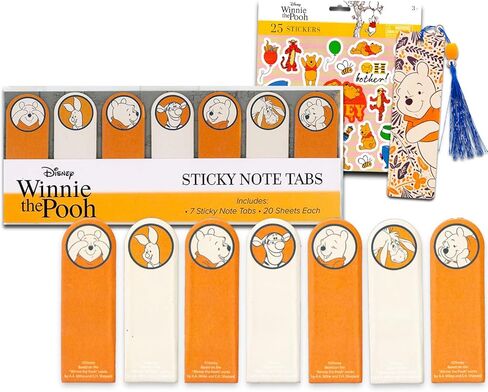 Winnie The Pooh Sticky Note Set - Bundle with 140 Winnie The Pooh Character Icon Sticky Notes for School, Office, Desk, Annotating, and More Plus Stickers and More | Pooh Desk Accessories in Kuwait