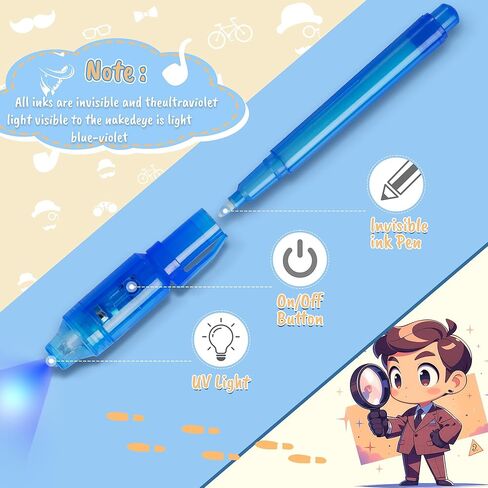 Invisible Ink Pen 24Pcs,Spy Pens with UV Light,Magic Marker for Secret Message,Classroom Prize for Students, Birthday Party Favors for Girls Boys,Kids Christmas Gift Stocking Stuffers in Saudi Arabia