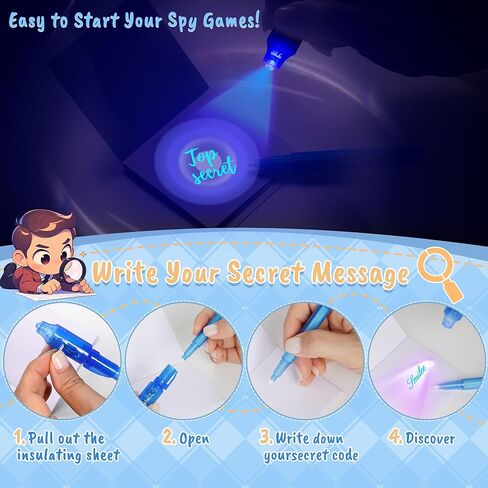 Invisible Ink Pen 24Pcs,Spy Pens with UV Light,Magic Marker for Secret Message,Classroom Prize for Students, Birthday Party Favors for Girls Boys,Kids Christmas Gift Stocking Stuffers in Saudi Arabia