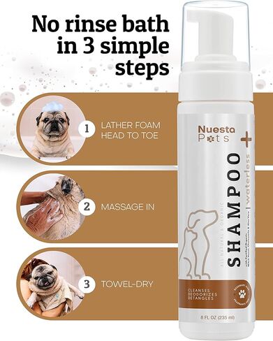 Pets Waterless No-Rinse Pet Shampoo | Soothing Hypoallergenic Gentle | time-Saving Stress-Free foaming Cleanser (3 8 fl oz Bottles Unscented) in Saudi Arabia