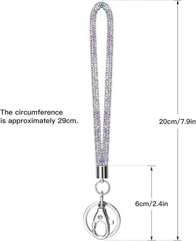 Soleebee Rhinestones Wristlet Lanyard for Women, 11.5'' Bling Crystal Wristlet Keychain with Metal Clasp & Keyring in Kuwait