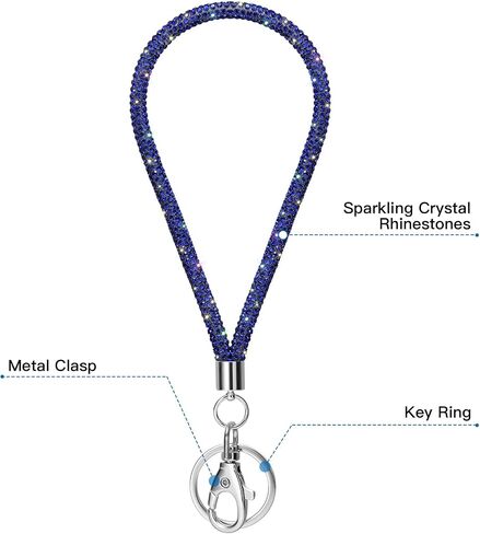 Soleebee Rhinestones Wristlet Lanyard for Women, 11.5'' Bling Crystal Wristlet Keychain with Metal Clasp & Keyring in Kuwait