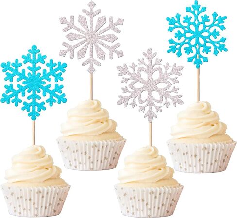 rsstarxi 24 حزمة ندفة الثلج واحدة كب كيك القبعات العالية 1 عيد ميلاد ندفة الثلج كب كيك يختار أول عيد ميلاد كعكة الزينة لندفة الثلج استحمام الطفل الاطفال 1 عيد ميلاد عيد الميلاد حزب لوازم الفضة الوردي in Kuwait