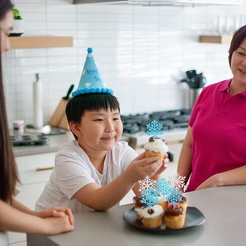 rsstarxi 24 حزمة ندفة الثلج واحدة كب كيك القبعات العالية 1 عيد ميلاد ندفة الثلج كب كيك يختار أول عيد ميلاد كعكة الزينة لندفة الثلج استحمام الطفل الاطفال 1 عيد ميلاد عيد الميلاد حزب لوازم الفضة الوردي in Kuwait