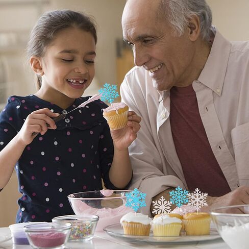 rsstarxi 24 حزمة ندفة الثلج واحدة كب كيك القبعات العالية 1 عيد ميلاد ندفة الثلج كب كيك يختار أول عيد ميلاد كعكة الزينة لندفة الثلج استحمام الطفل الاطفال 1 عيد ميلاد عيد الميلاد حزب لوازم الفضة الوردي in Kuwait