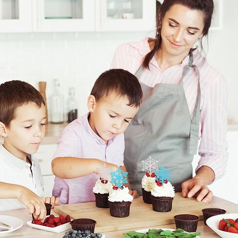 rsstarxi 24 حزمة ندفة الثلج واحدة كب كيك القبعات العالية 1 عيد ميلاد ندفة الثلج كب كيك يختار أول عيد ميلاد كعكة الزينة لندفة الثلج استحمام الطفل الاطفال 1 عيد ميلاد عيد الميلاد حزب لوازم الفضة الوردي in Kuwait