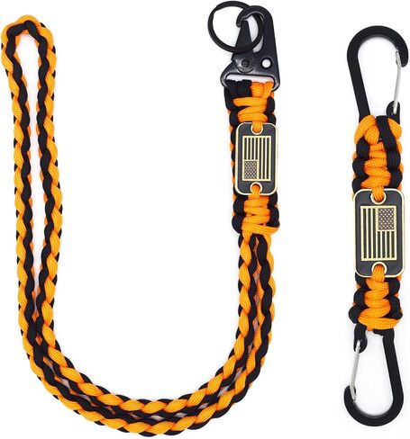 2 Pcs Heavy Duty Paracord Lanyard Necklace, 550 Braided Keychain Lanyard Strap with USA Flag, Parachute Rope Necklace Keychains, Braided Strong Keychains for Outdoor Activities, Camera, Keys in Saudi Arabia