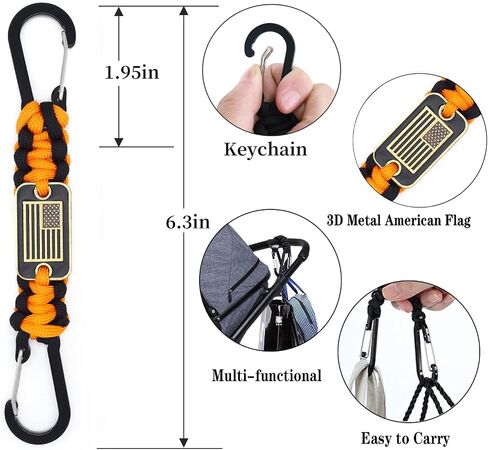 2 Pcs Heavy Duty Paracord Lanyard Necklace, 550 Braided Keychain Lanyard Strap with USA Flag, Parachute Rope Necklace Keychains, Braided Strong Keychains for Outdoor Activities, Camera, Keys in Saudi Arabia