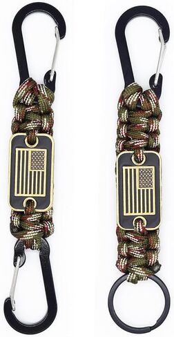 2 Pcs Heavy Duty Paracord Lanyard Necklace, 550 Braided Keychain Lanyard Strap with USA Flag, Parachute Rope Necklace Keychains, Braided Strong Keychains for Outdoor Activities, Camera, Keys in Saudi Arabia