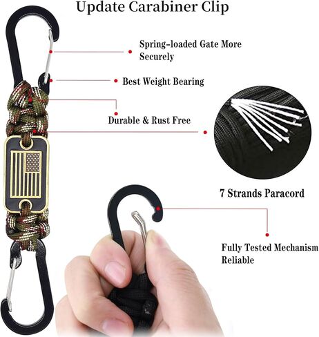 2 Pcs Heavy Duty Paracord Lanyard Necklace, 550 Braided Keychain Lanyard Strap with USA Flag, Parachute Rope Necklace Keychains, Braided Strong Keychains for Outdoor Activities, Camera, Keys in Saudi Arabia