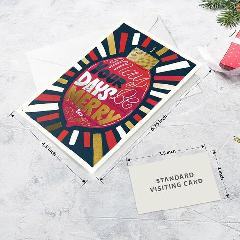 easykart labels 18 Christmas Greeting Cards with Gold Foiling Christmas Cards with Envelopes, 6.75 x 4.5 Inch Merry Christmas Cards with Seal Stickers For Friends, Family and loved Ones in Saudi Arabia