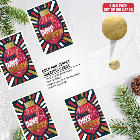 easykart labels 18 Christmas Greeting Cards with Gold Foiling Christmas Cards with Envelopes, 6.75 x 4.5 Inch Merry Christmas Cards with Seal Stickers For Friends, Family and loved Ones in Saudi Arabia