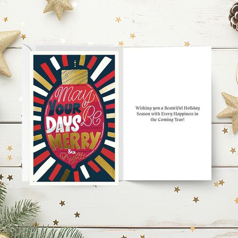 easykart labels 18 Christmas Greeting Cards with Gold Foiling Christmas Cards with Envelopes, 6.75 x 4.5 Inch Merry Christmas Cards with Seal Stickers For Friends, Family and loved Ones in Saudi Arabia