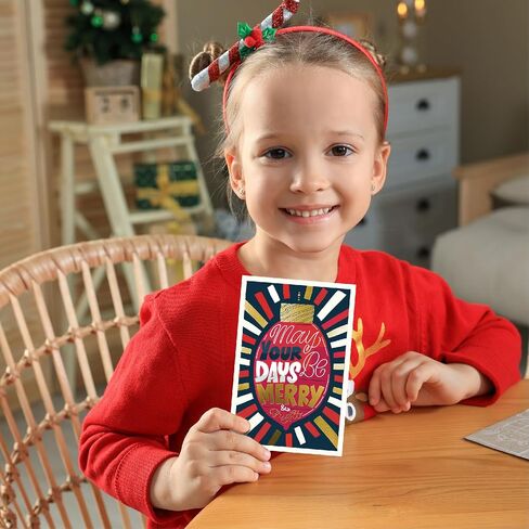 easykart labels 18 Christmas Greeting Cards with Gold Foiling Christmas Cards with Envelopes, 6.75 x 4.5 Inch Merry Christmas Cards with Seal Stickers For Friends, Family and loved Ones in Saudi Arabia