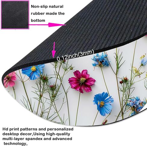 High-End Abstract Art Round Mouse Pad,Office Laptops Mouse Pad,Features Washable Anti-Slip Rubber Base,Smooth Surface,Ideal for Wireless Mouse Use on Computer Desks (Blue Flower) in Kuwait